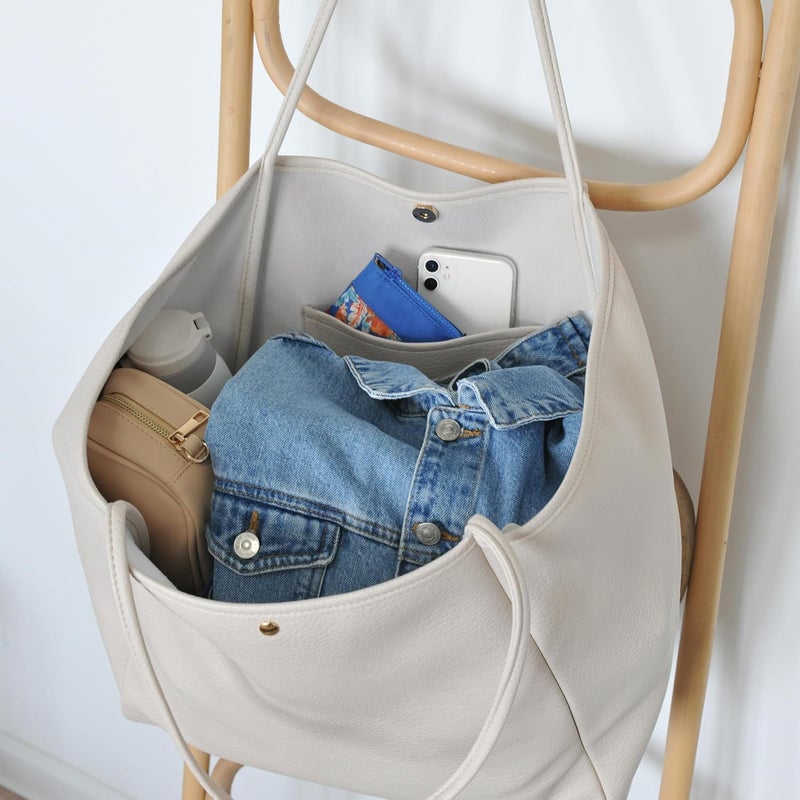 Hoxis Oversize Pu Leather Tote Women Weekender Bag Shopper Handbag Travel Purse - Image 4